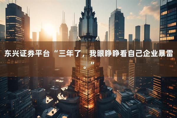 东兴证券平台 “三年了,我眼睁睁看自己企业暴雷。”